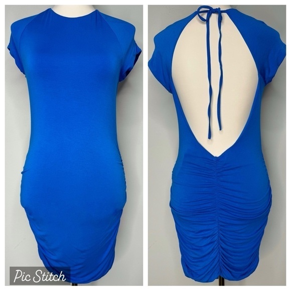 NEW Guess by Marciano Open Back Jersey Knit Dress Cerulean Blue Size Medium - Picture 1 of 13